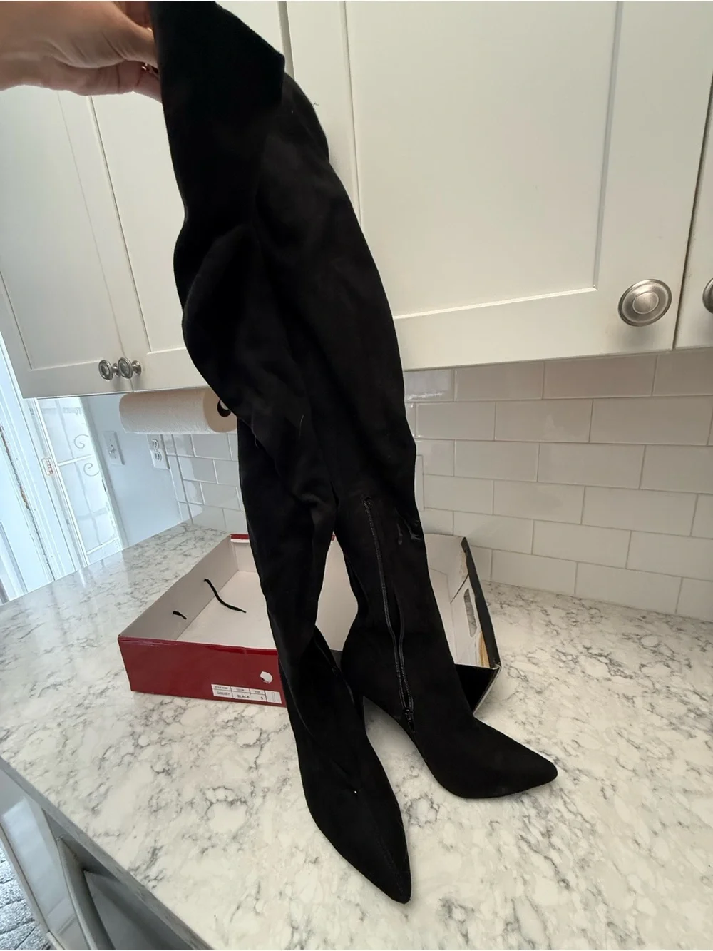 Black Over-the-Knee Pointed Toe Women's Boots